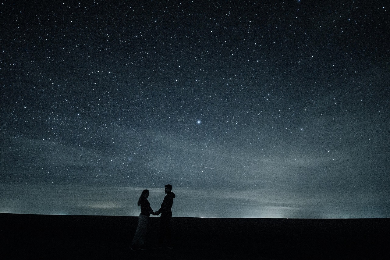 happy valentines day, couple, love, stars, hug, pair, romance, night, love wallpaper