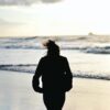 sunset, beach, woman, walk, nature, sea, coast, outdoors, vacation, leisure