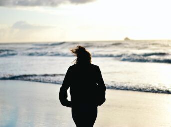 sunset, beach, woman, walk, nature, sea, coast, outdoors, vacation, leisure