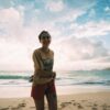a person standing on a beach